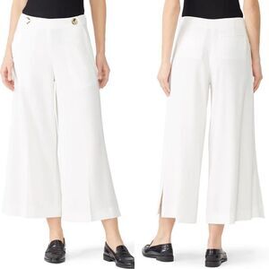DEREK LAM 10 Crosby Pants Womens 6 Cropped Crepe Culottes Button Waist